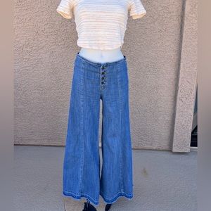 Free People button fly bell bottoms wide leg jeans